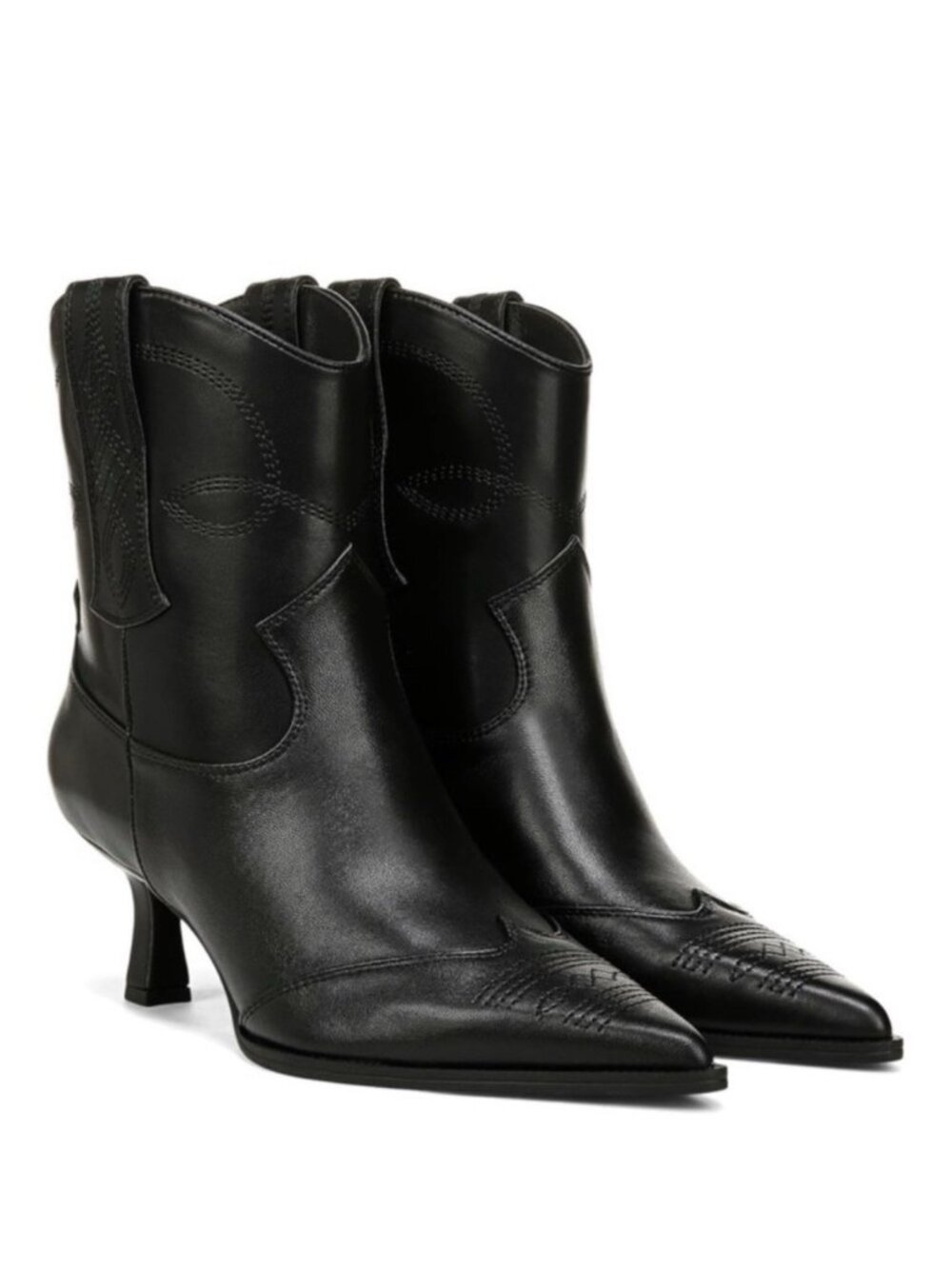 Circus NY Sam Edelman Yolanda Black Leather Western Ankle Boots Women 8.5